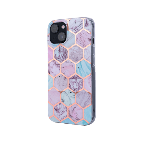 Hexagon Marble Design Case For iPhone 14