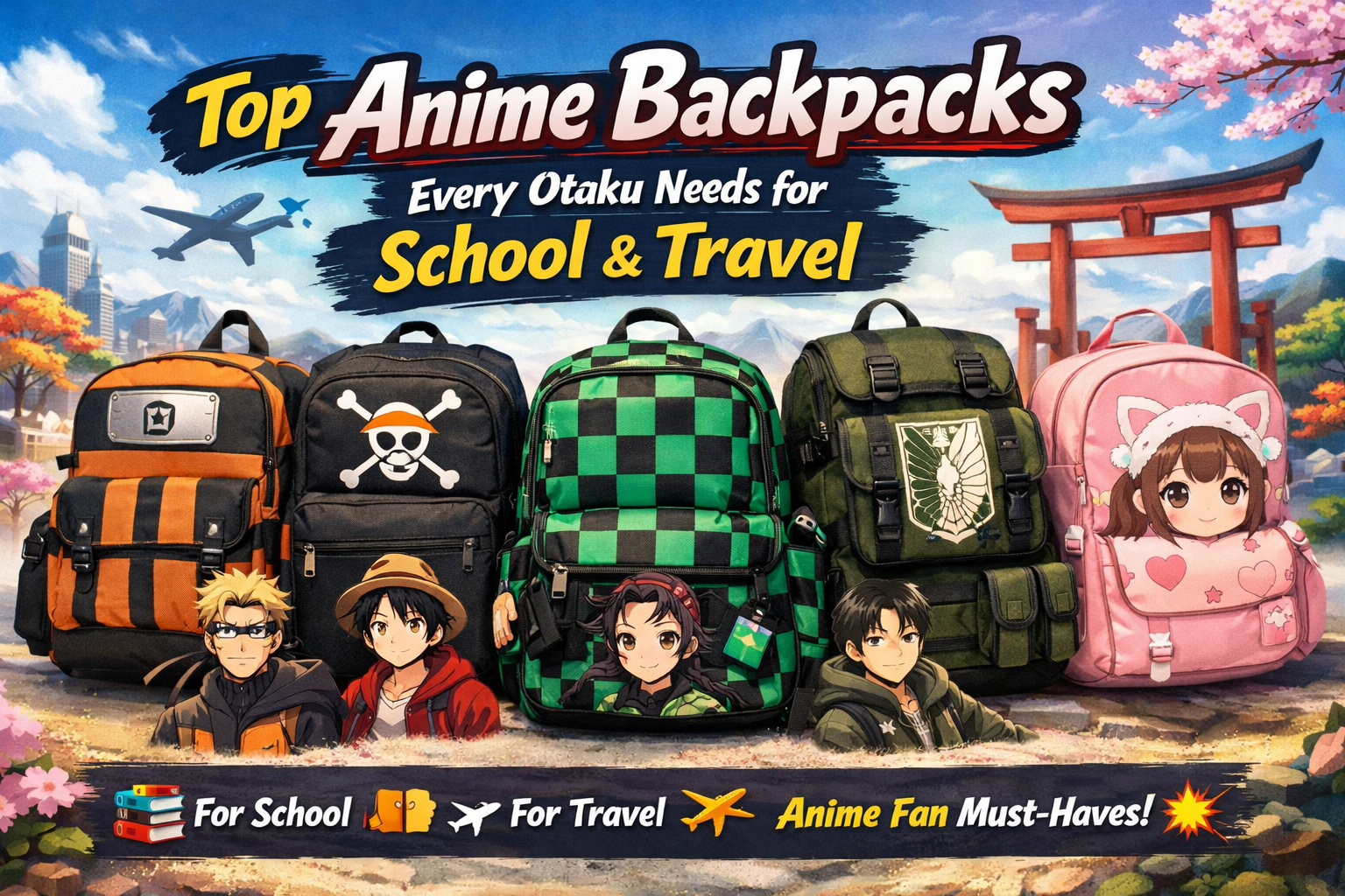 anime characters who travel with backpacks Bioworld Naruto Shippuden Group Fight Pose Sasuke Sakura Uzumaki School Backpack Anime Character Print Backpack for