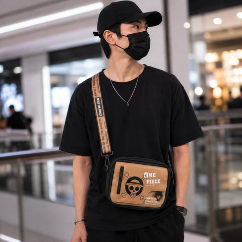 One Piece Sling Bag – Premium Anime Tan Messenger Bag with Adjustable Strap & Tactical Daily Storage
