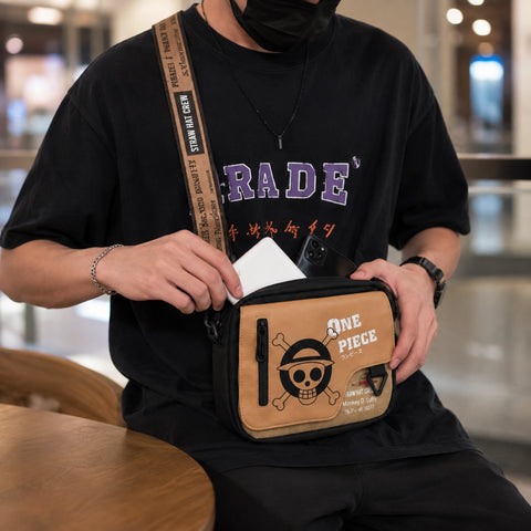 One Piece Sling Bag – Premium Anime Tan Messenger Bag with Adjustable Strap & Tactical Daily Storage