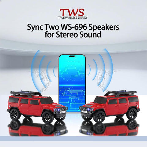 Car Model BT Speaker WS-696 Solar Energy Subwoofer Wireless Loud Sound Supported BT TF TM USB TWS Speaker Children's Toy Car