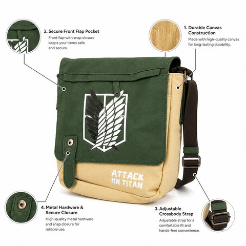 Attack on titan Anime Inspired Messenger Nepster Bag