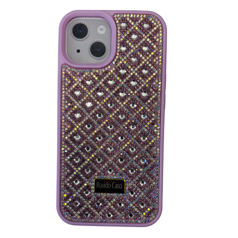Phone case with rhinestone pattern on a white background