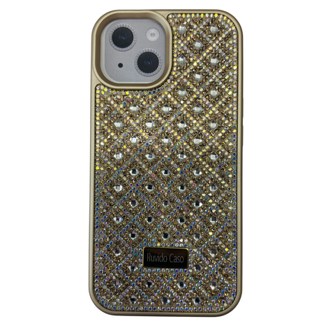 Phone case with rhinestone pattern on a white background