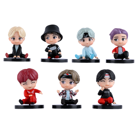 BTS Bangtan Sitting Action Toy Figure, Bts Set Of 7 Figures