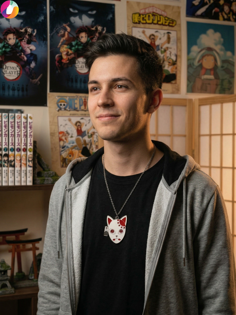 Demon Slayer Fox Mask Pendant – Kimetsu no Yaiba Necklace