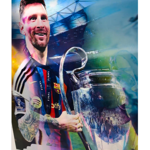 Messi with trophy 3d Psoter