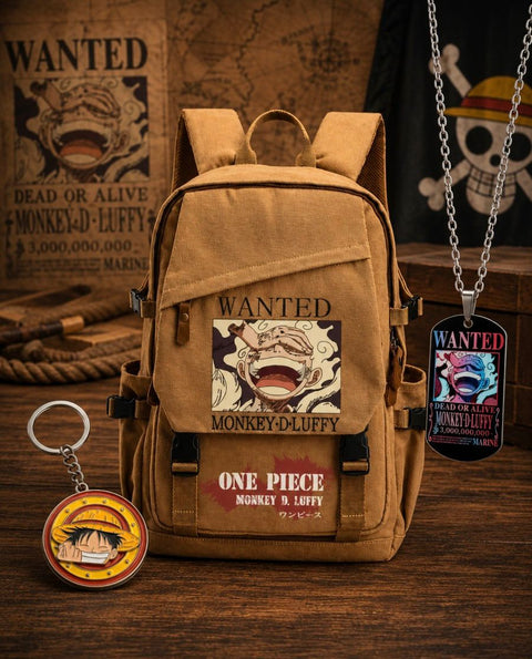 WANTED LUFFY SET(BAG+PANDENT+KEYCHAIN)