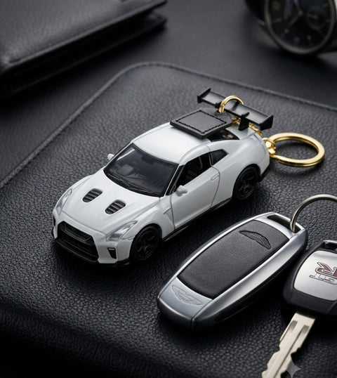 White Car Keychain