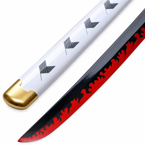 Rengoku small wooden katana with stand