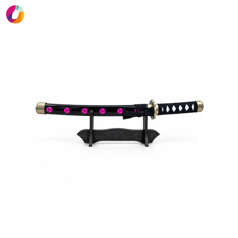 Zoro Black Small Wooden Katana with Stand | Anime-Inspired Decorative Sword