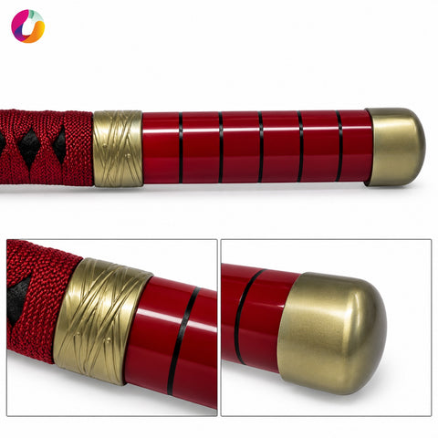 Zoro Red Wooden Katana with Stand | Anime-Inspired Decorative Sword