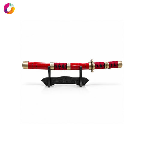 Zoro Red Wooden Katana with Stand | Anime-Inspired Decorative Sword
