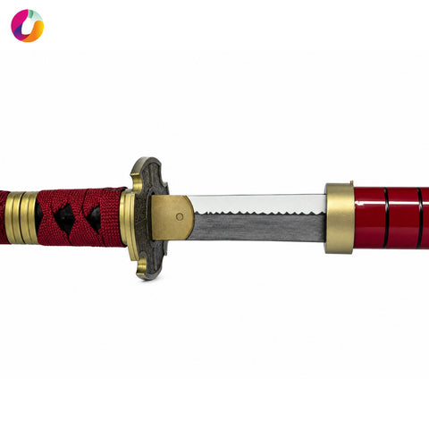 Zoro Red Wooden Katana with Stand | Anime-Inspired Decorative Sword